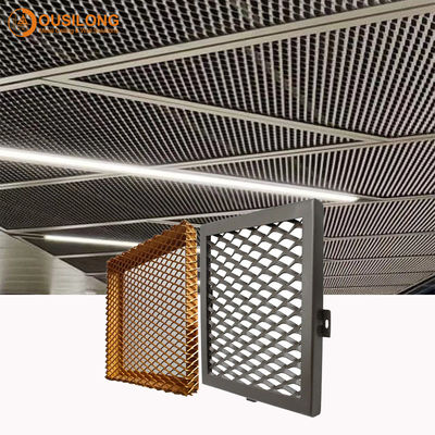 İç Galvanizli Demir Tel Genişletilmiş Metal Hasır Tavan / Gümüş Asma Alüminyum Panel