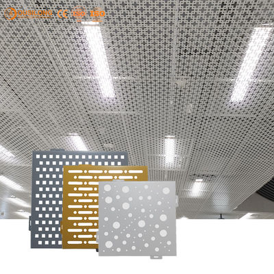 Stadyum için iç asma metal tavan özelleştirilmiş sanatsal delikli alüminyum tavan paneli